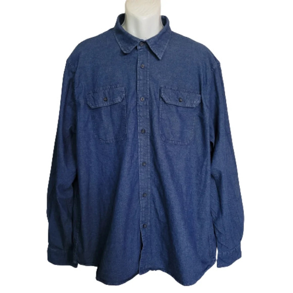 Wrangler Flex For Comfort Denim Button Down Long Sleeve Shirt Size Men's 2XL - Picture 3 of 11